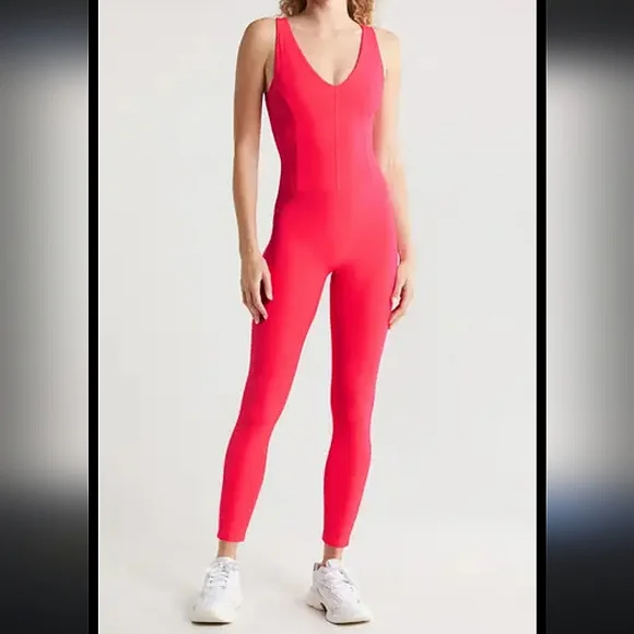 NEW FP Movement Never Better One-Piece Strappy Back Jumpsuit In Electric Sunset - Picture 3 of 9